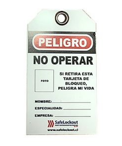Tarjeta de seguridad/bloqueo "No Operar" con foto (Kit de 5 Unidades) SL-40001