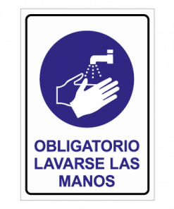 Obligatorio lavarse las manos 14 x 20 cm. Autoadhesivo
