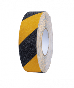 Cinta delimitadora antideslizante negro/amarillo rollo de 25 mts.